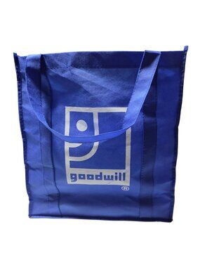 Goodwill Blue Reusable Tote Bag Shopping Handles Eco Friendly Non Woven Material